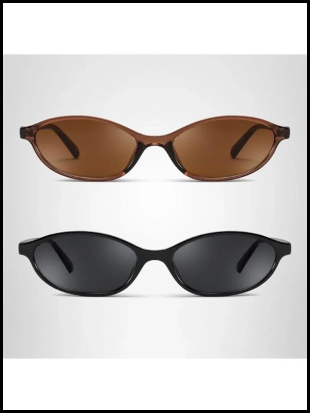 Retro Oval Cat Eye Sunglasses UV400 Protection Lightweight Narrow Shades Y2k